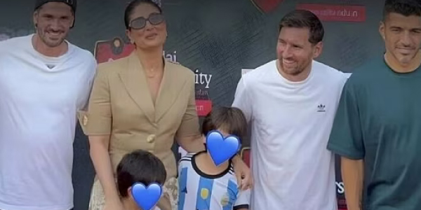 Jeh Ali Khan refuses to leave Messi's side even as mom Kareena Kapoor drags him away. Watch hilarious video
